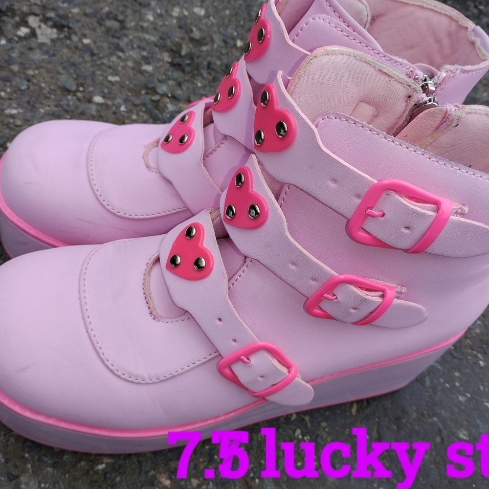 Pink Platform Shoes with Heart Details